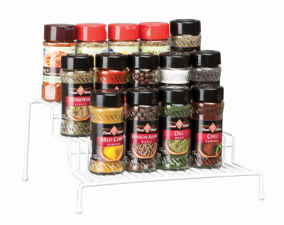 3-Tier Spice Rack, White Steel, 4.75 x 10.5 x 9.5 In.