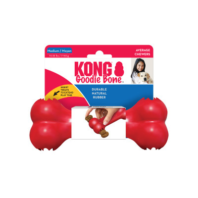 Goodie Bone Dog Toy, Red Rubber, For Medium Chewers, 7 In.