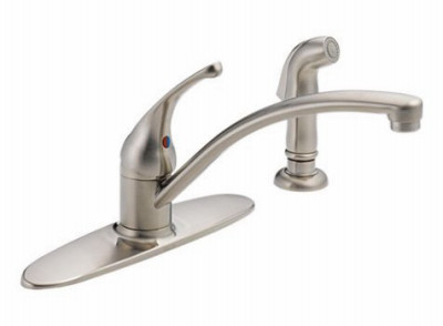 Foundations Kitchen Faucet With Side Spray, Single Handle, Stainless Steel