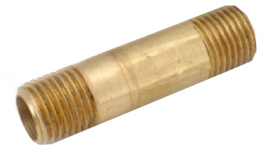 Pipe Fitting, Nipple, Yellow Lead Free Brass, 3/8 MP x 1/8 In.
