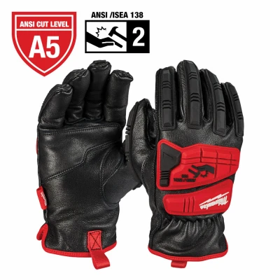 Impact Leather Work Gloves, Cut Level 3, Men's L