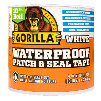 Waterproof Patch & Seal Tape, White, 4-In. x 10-Ft.