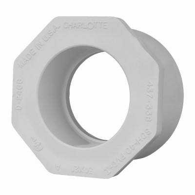 Schedule 40 Reducing Pipe Bushing, White, 4 x 3 In. Spigot x Slip