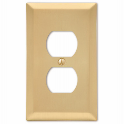 Century Wall Plate, Satin Brass, Steel, 1 Duplex