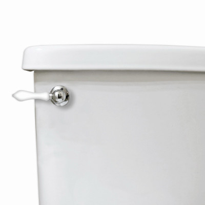 Toilet Handle, Universal Fit, Chrome with White Handle