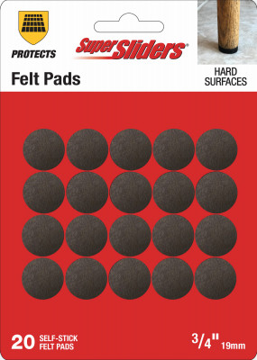 Super Sliders 3/4 In. Round Brown Felt Furniture Pads (20-Piece)