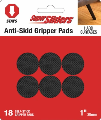 Super Sliders 1 In. Anti-Skid Round Brown Furniture Pad (18-Piece)