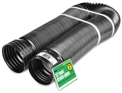 Expandable Drain Pipe, Solid Black Polyethylene, 4 In. x 12 Ft.