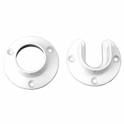 Closet Rod Pole Socket Set, White Zinc, Pr.