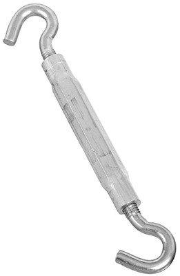 Hook/Hook Turnbuckle, Zinc, 3/8 x 10-1/2 In.