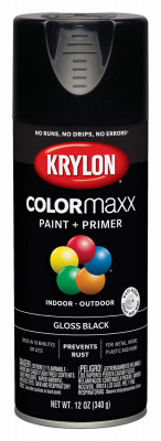 COLORmaxx Spray Paint + Primer, Gloss Black, 12-oz.