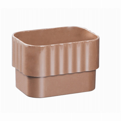Downspout Connector, Traditional, Vinyl, Brown, 2 x 3-In.