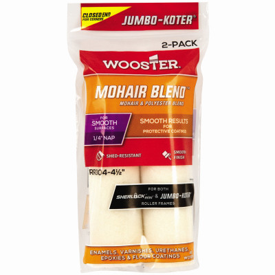 Jumbo-Koter Paint Roller Cover, Mohair Blend, 1/4-In. Nap, 4.5-In., 2-Pk.