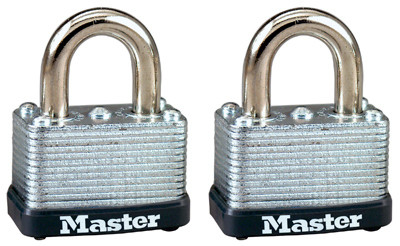Keyed-Alike Padlock, Laminated Warded Steel,  1-1/2 In., 2-Pack
