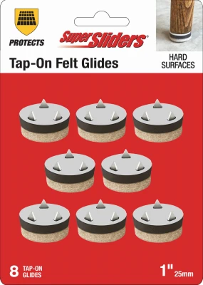 Super Sliders 1 In. Tap-On Round Beige Felt Furniture Pads (8-Piece)