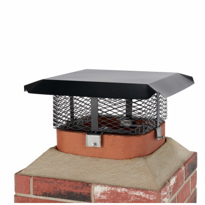 Chimney Cap, Black Steel, Adjustable, 5/8 In. Mesh