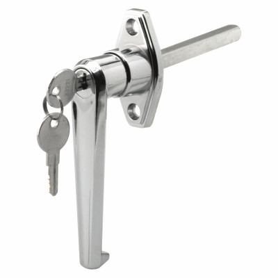 Garage Door Handle Lock, Keyed, Diecast Zinc, Chrome Plated
