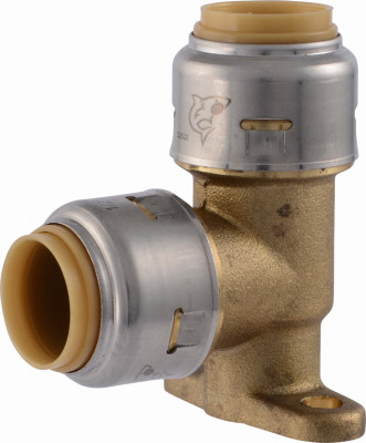 Push-Fit Drop Ear Pipe Elbow, Lead Free, 1/2 x 1/2 In.