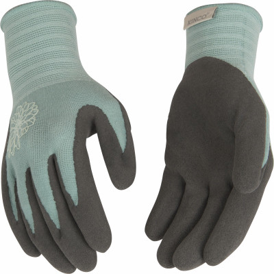 Women's Bamboo Knit Shell Gloves, Latex Palm & Fingers, Purple, M