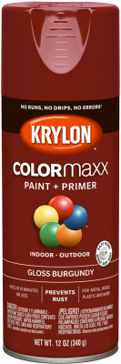 COLORmaxx Spray Paint + Primer, Gloss Burgundy, 12-oz.