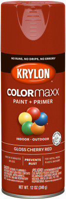 COLORmaxx Spray Paint + Primer, Gloss Cherry Red, 12-oz.