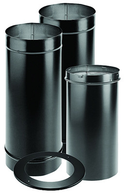 DuraBlack Stove Pipe Kit, Black Single-Wall Stainless Steel, 6-In.