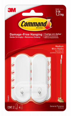 Medium Wire Hook, 1 x 3 x 1.5 In.