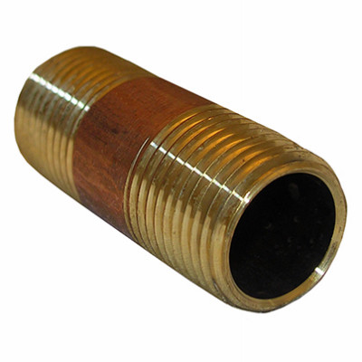 Pipe Fitting, Brass Nipple, Lead Free, 1/2 MPT x 1-1/2 In. Short