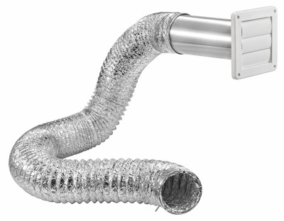 8 Ft. Dryer Exhaust Wall Louvered Vent Kit, White