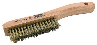 Wire Scratch Brush, Brass Bristles, Wood Handle, 10-1/4 In. Long