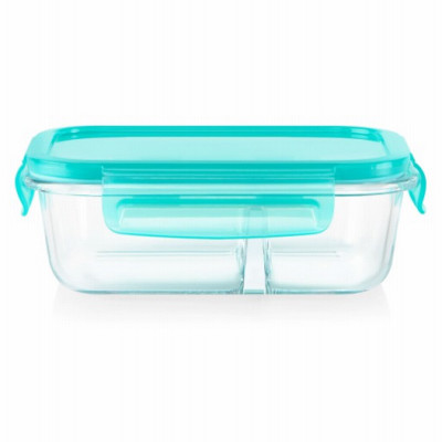 MealBox Glass Food Storage Container, 2 Compartments, 2.1 Cups (4 pieces)
