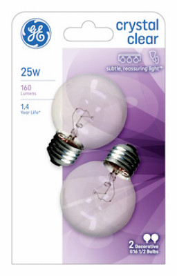 Incandescent Globe Bulbs, Clear, 25 Watt, 2-Pk. (6 pieces)