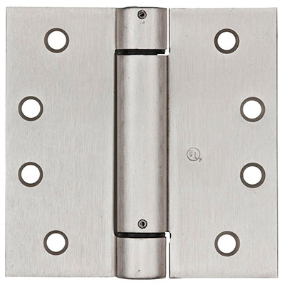 Spring Door Hinge, Adjustable, Nickel, 4 In.