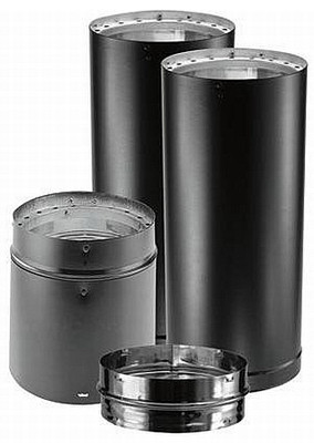 DVL Close Clearance Stove Pipe Connector Kit, Black Double-Wall Stainless Steel, 6-In.