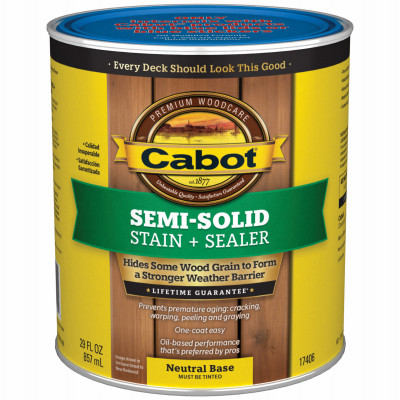 Semi-Solid Deck & Siding Stain + Sealer, Neutral Base, 1-Qt.