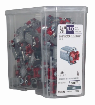 MC/BX Snap In Connector, 3/8-In., 50-Pk.