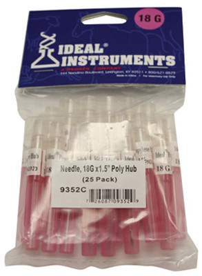 Livestock Injection Needles, Disposable, 1-1/2 In. Poly Hub, 18-Ga., 25-Pk.