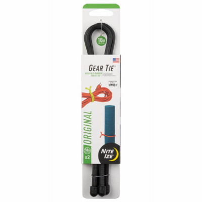Gear Tie Reusable Rubber Twist Tie, Black, 18-In., 2-Pk.