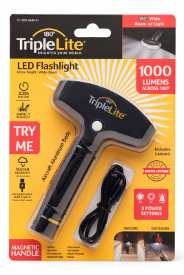 TripleLite 1000 LED Rechargeable Flashlight Black