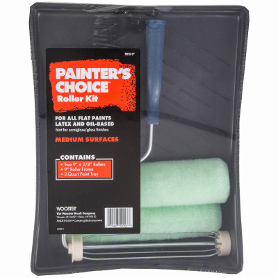 Paint Roller Set, 9 In. Roller, (2) Covers, Tray
