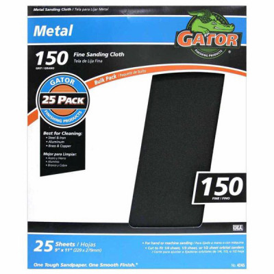 Emery Metal Sanding Cloth, Fine 150-Grit, 9 x 11 In., 25-Ct.