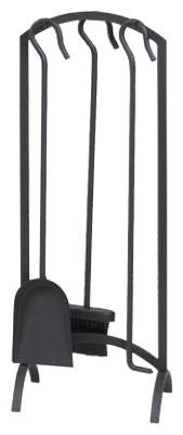 4-Pc. Fireplace Tool Set, Arch Top. Black