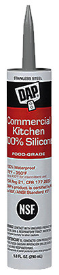Commercial Kitchen Silicone Caulk, Stainless Steel, 9.8-oz.