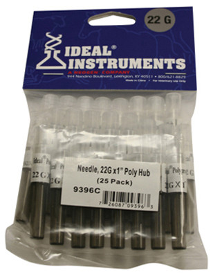 Livestock Injection Needles, Disposable, 1 In. Poly Hub, 22-Ga., 25-Pk.