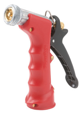 Pistol Grip Hose Nozzle, Commercial Grade, Insulated, Threaded Front, Brass Head