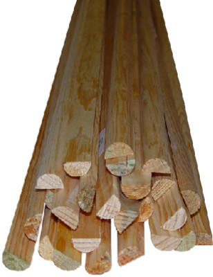 Baseboard Moulding, Half Round, Pine, 3/8 x 11/16 x 8-Ft. (10 pieces)