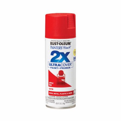 Painter's Touch 2X Spray Paint, Satin Apple Red, 12-oz.
