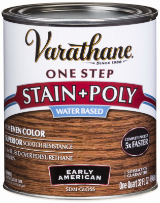 Stain & Polyurethane, Water-Based, Early American, 1-Qt.