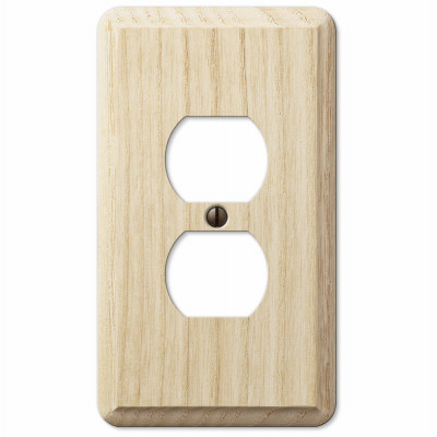 Contemporary Wall Plate, Unfinished Ash Wood, 1 Duplex