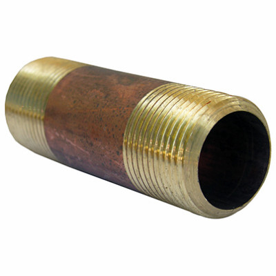 Pipe Fitting, Brass Nipple, Lead Free, 3/4 MPT x 3 In.
